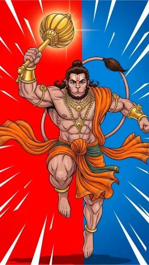 Powerful Wallpaper of Hanuman Ji in Vibrant Colors