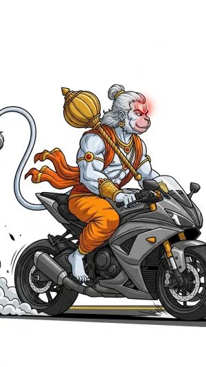 Hanuman Ji Riding Sports Bike Modern Wallpaper