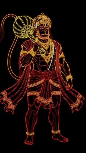 Lord Hanuman Neon Art Wallpaper