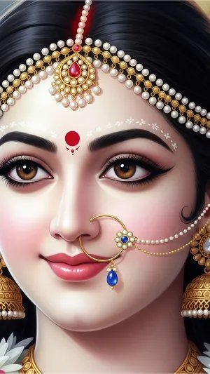 Beautiful Devi Maa Face HD Wallpaper in Divine Jewelry