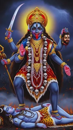 Maa Kali Standing on Lord Shiva | Powerful Goddess Wallpaper