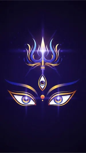 Divine Trishul and Goddess Eyes Wallpaper | Spiritual HD Art
