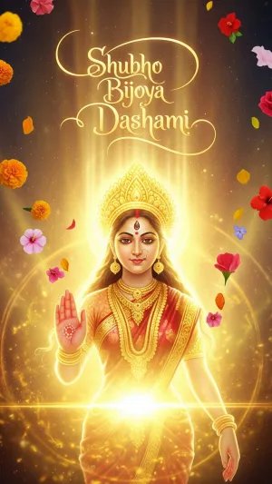 Divine Blessings: Shubho Bijoya Dashami 4K Wallpaper