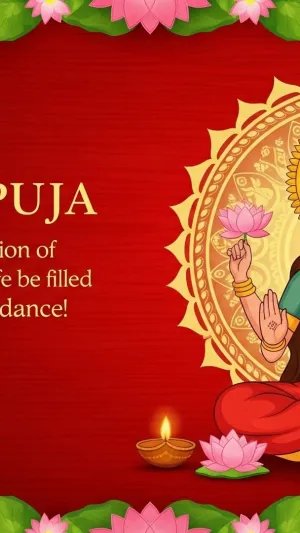 Beautiful Lakshmi Puja Greeting – Goddess Lakshmi Blessings for Wealth, Health, and Prosperity