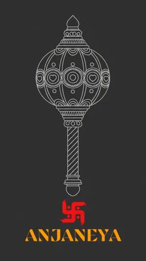Minimal Hanuman Gada Art – Anjaneya Symbol of Power