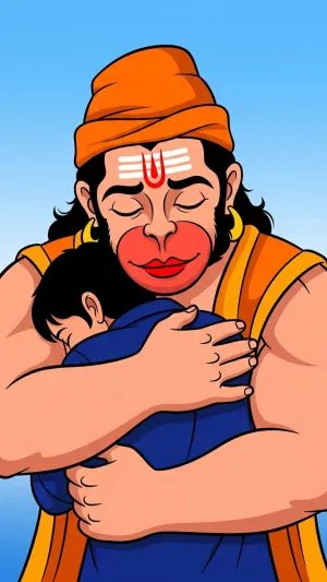 Hanuman Ji Hugging Child Emotional Wallpaper HD