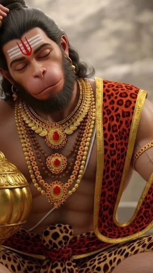 Peaceful Lord Hanuman HD Wallpaper with Golden Gada