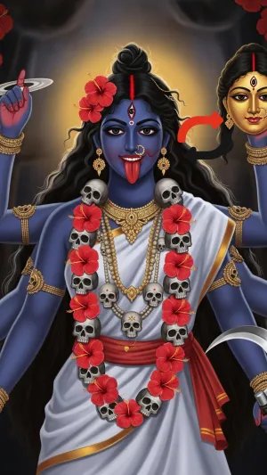 Maa Kali Fierce Avatar HD Wallpaper with Divine Elements
