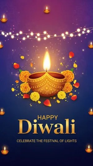 Golden Diya Happy Diwali Celebration Background