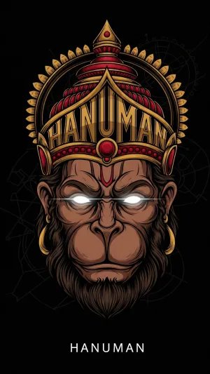 Powerful Dark Hanuman Artwork with Glowing Eyes