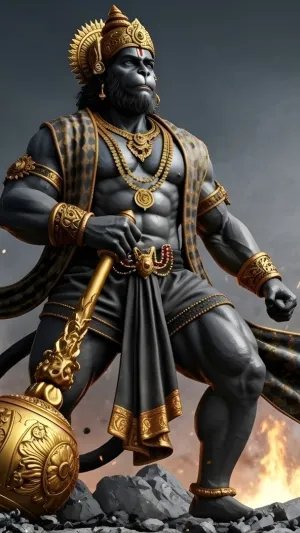 Mighty Lord Hanuman Standing in Divine Power