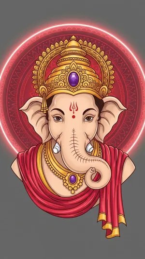 Divine Lord Ganesha Red Aura HD Wallpaper