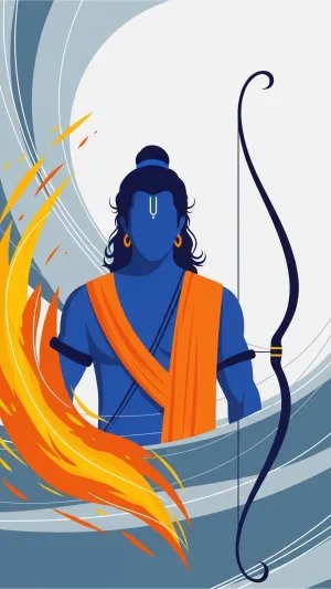 Abstract Lord Rama with Bow Divine Art Wallpaper