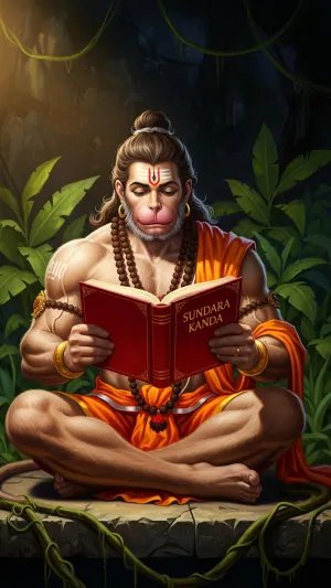 Hanuman Reading Sundara Kanda in Peaceful Forest