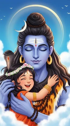 Shiva Embracing Little Devotee in Divine Love