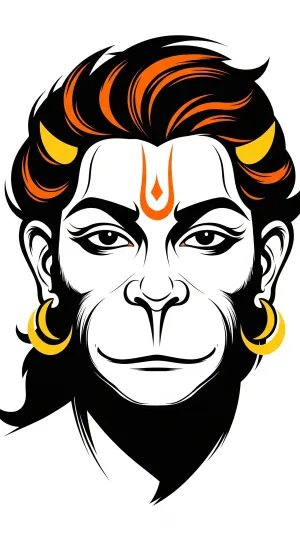 Bold Minimal Hanuman Face Art with Sacred Tilak
