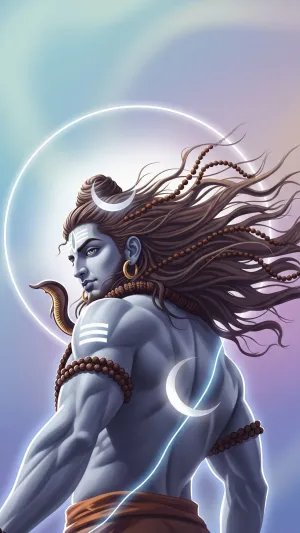 Mahadev in Graceful Divine Form with Crescent Moon