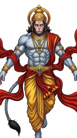 Majestic Hanuman Walking in Divine Strength