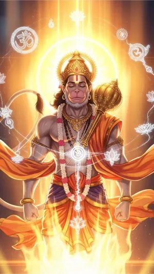 Divine Hanuman Radiating Spiritual Power and Devotion