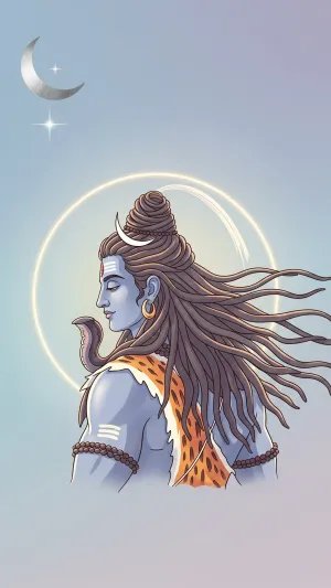 Calm & Divine Lord Shiva Minimal Art Wallpaper