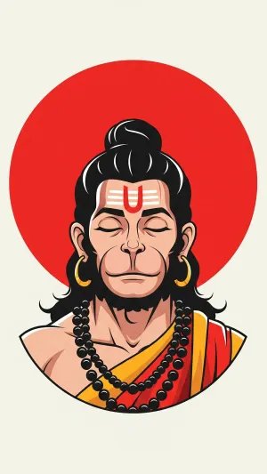 Minimal Hanuman Meditation Divine Artwork