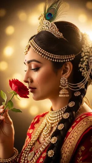 Divine Radha With Rose – Symbol of Eternal Love