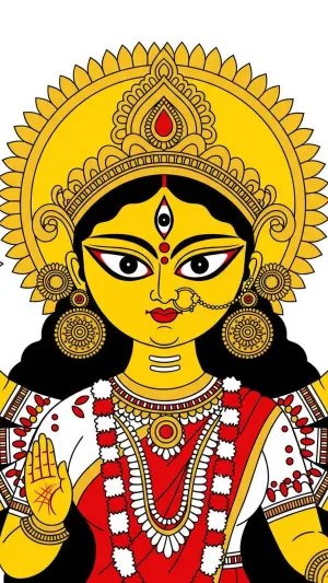 Vibrant Goddess Durga Cartoon Illustration Wallpaper