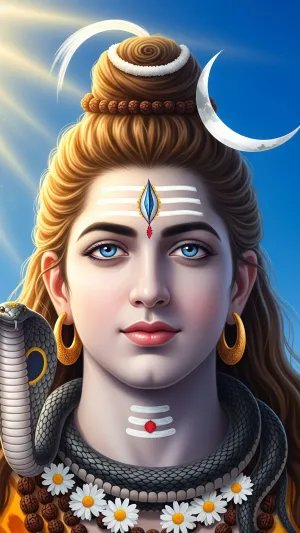 Divine Shiva Portrait with Serene Blue Aura