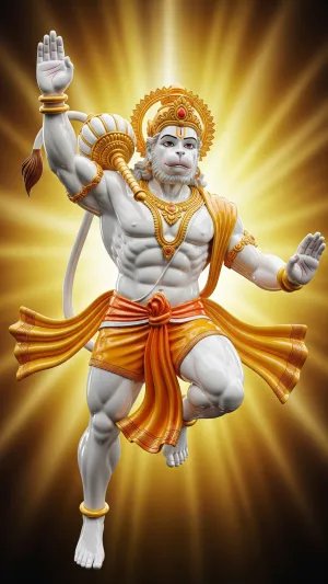 Divine Hanuman in Radiant Golden Aura