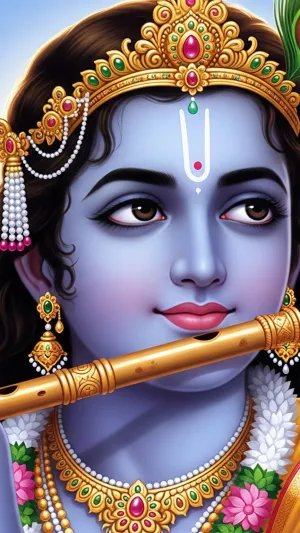 Divine Melody of Lord Krishna with Flute at Sunrise