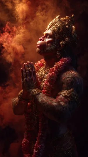 Lord Hanuman in Devotional Prarthana Pose