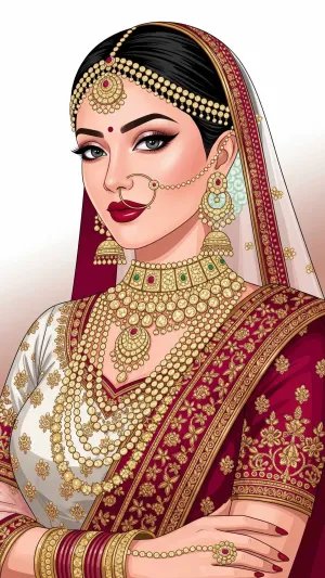 Elegant Indian Bride in Royal Red and Gold Attire