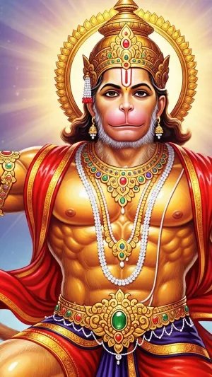 Divine Lord Hanuman Blessing Pose HD Artwork