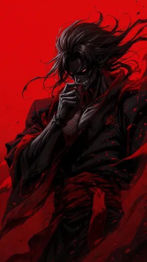 Dark God Anime Portrait with Crimson Aura
