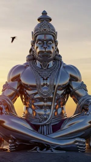 Meditating Hanuman at Sunrise Divine Power 4K Wallpaper