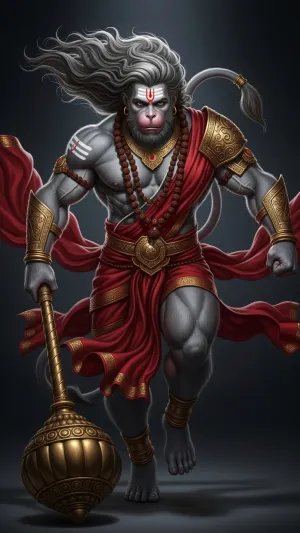 Powerful Lord Hanuman 4K Warrior Wallpaper