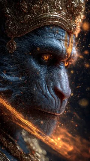 Fiery Lord Hanuman Close-Up 4K Wallpaper – Divine Power
