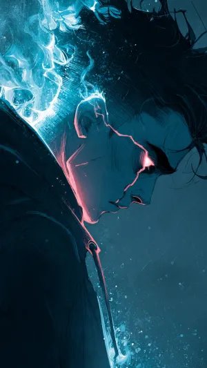 Dark Anime Aesthetic Profile with Neon Blue Glow