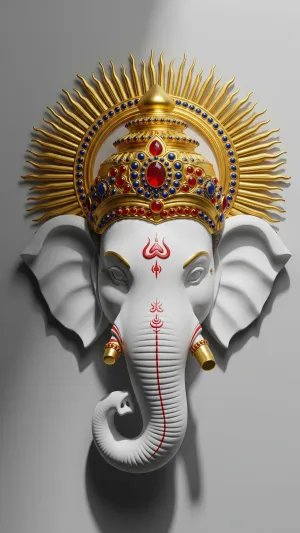Minimalist Lord Ganesha Idol with Golden Crown