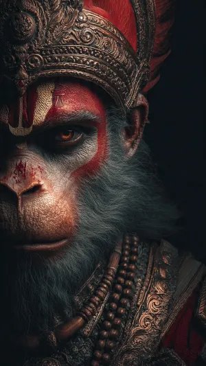 Fierce Lord Hanuman Close-Up Devotional Wallpaper