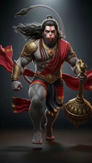 Powerful Lord Hanuman Warrior 3D Devotional Wallpaper
