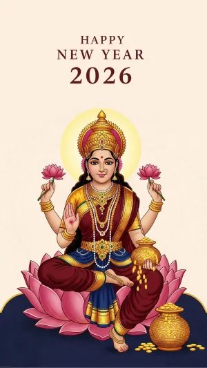 Happy New Year 2026 Goddess Lakshmi Blessings Wallpaper