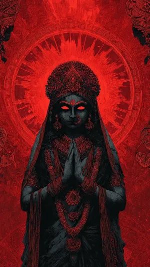 Fierce Divine Goddess Red Aura Power Wallpaper