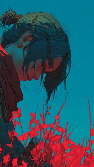 Silent Resolve – Anime-Style Cinematic Warrior Wallpaper