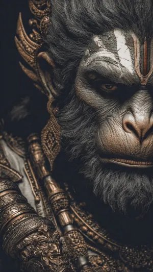 Fierce Lord Hanuman Close-Up – Divine Power Portrait