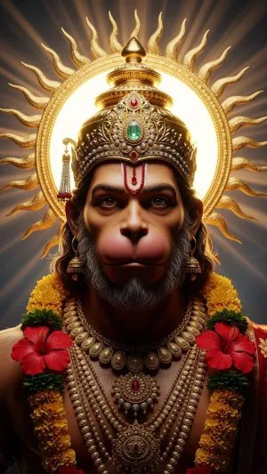 Divine Hanuman Ji Royal Portrait 4K Wallpaper