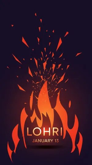 Lohri Bonfire Minimal Poster