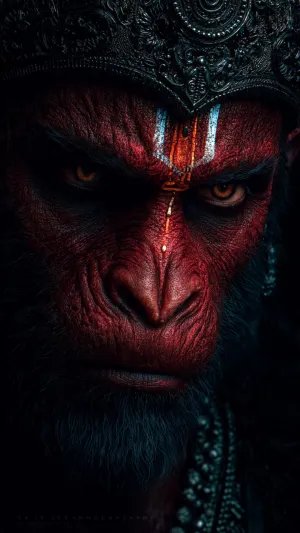 Fierce Lord Hanuman Close-Up Portrait
