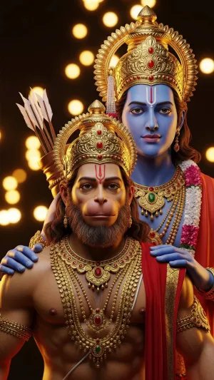 Lord Rama and Hanuman Divine Devotional Wallpaper