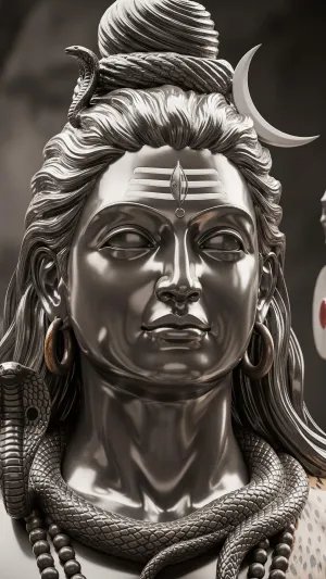 Silver Lord Shiva Meditative 3D Devotional Wallpaper